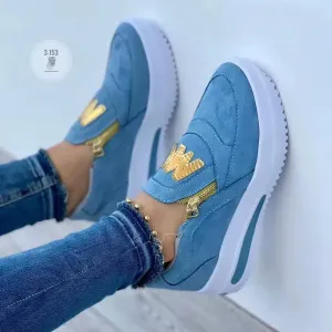 2024 Women Flats Platform Shoes Women Elegant Shoes Woman Autumn Casual Zipper Sneakers Shoes Women Lightweight Shoes