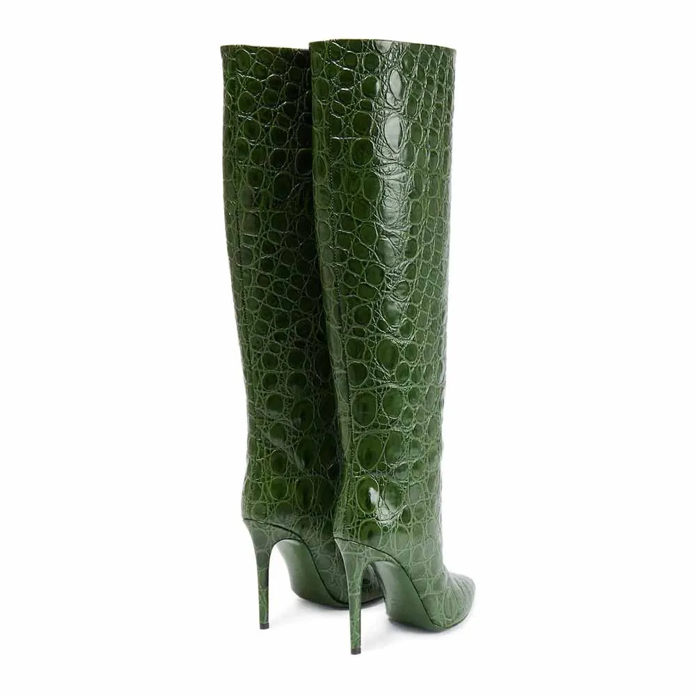 Women pointed toe knee-high boots candy color heeled boot 15 colors